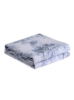 Buy Floral Pattern Soft Blanket Cotton White 150x200centimeter in UAE