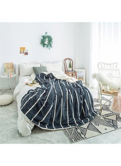 Buy Stripe Pattern Soft Blanket cotton Multicolour 150x200cm in Saudi Arabia