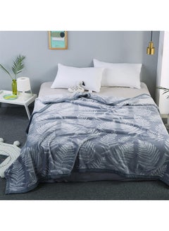 Buy Plant Pattern Single Layer Soft Blanket cotton Grey 180x230cm in Saudi Arabia