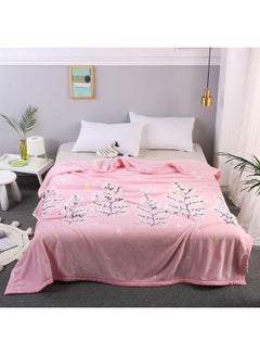 Buy Plant Pattern Soft Blanket cotton Pink 180x230cm in Saudi Arabia