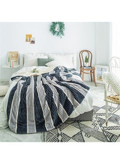 Buy Stripe Pattern Sherpa Blanket cotton Grey 150x200cm in UAE