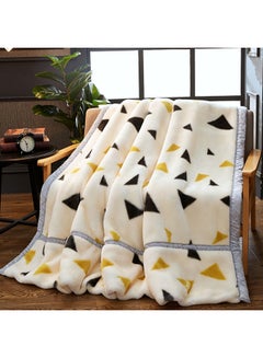 Buy Geometry Print Thick Blanket cotton White 180x220cm in Saudi Arabia