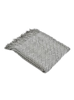 Buy Diamond Pattern Knitting Blanket Polyester Grey 130x170cm in Saudi Arabia
