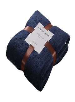 Buy Solid Color Embossing Soft Fashion Warm Blanket cotton Dark Blue 150x200cm in Saudi Arabia