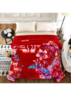 Buy Animal Print Thick Blanket cotton Red 180x220cm in UAE