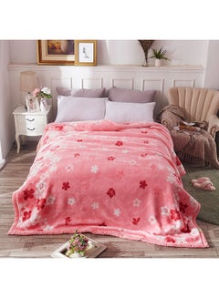 Buy Floral Printed Sweet Throw Blanket Cotton Pink 180x220cm in Saudi Arabia