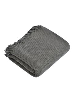 Buy Casual Knitted Solid Color Soft Blanket Polyester Dark Grey 125x150centimeter in UAE