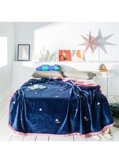 Buy Sail Boat Print Soft Blanket cotton Blue 150x200cm in UAE