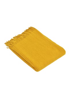 Buy Tassel Design Soft Blanket Polyester Yellow 125x150centimeter in UAE