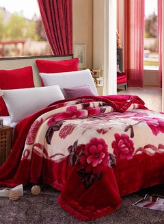 Buy Double-Layer Soft Blanket Cotton Red 200x230centimeter in UAE