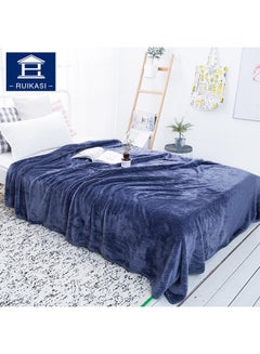 Buy Solid Color Durable Blanket polyester Dark Blue 150x200cm in UAE