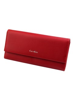 Buy Solid Colour Zipper Closure Long Wallet Red in UAE