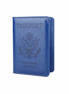 Buy Flap Over Closure Solid Design Passport Wallet Blue in UAE