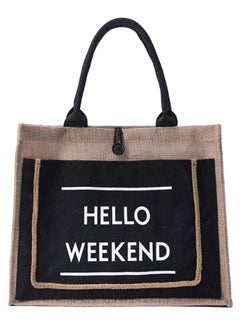 Buy Letter Pattern Tote Bag Black/Brown in Saudi Arabia