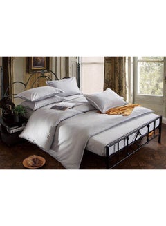 Buy 6-Piece King Size Duvet Cover Set Cotton Grey in UAE