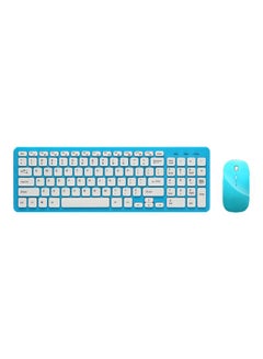 Buy Wireless Keyboard And Mouse Set Blue/White in UAE