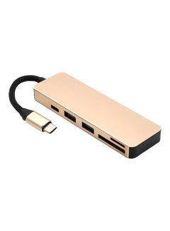 Buy 5-In-1 Type-C To USB TF/Micro SD SD Card Reader Gold/Black in Saudi Arabia