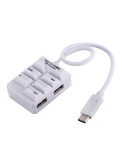 Buy Type-C 3.1 To Type-C 2 Port USB Hub With Card Reader White in UAE
