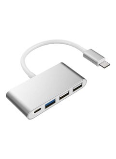 Buy 4-In-1 Type C To USB Hub Adapter Silver in UAE