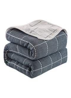 Buy Cotton Throw Blanket Cotton Grey/White 120x150centimeter in UAE