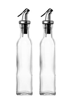 Buy 2-Piece Oil And Vinegar Cruet Glass Bottle Clear 100ml in Egypt