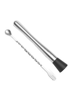 Buy Stainless Steel Cocktail Muddler With Mixing Spoon Silver 500grams in UAE