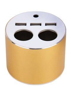 Buy Triple USB Multi Use Car Charger Gold in UAE