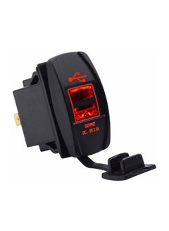 Buy Multi-Functional Dual USB Car Charger Black/Red in UAE