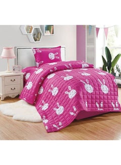 Buy 3-Piece Printed Comforter Set Microfiber Pink in Saudi Arabia