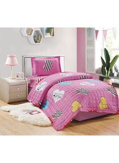 Buy 3-Piece Single Size Comforter Set Microfiber Pink in Saudi Arabia