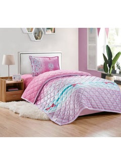 Buy 3-Piece Single Size Comforter Set Microfiber Pink in Saudi Arabia