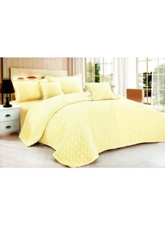 Buy 4-Piece Compressed Two-Sided Comforter Set microfiber Yellow in Saudi Arabia