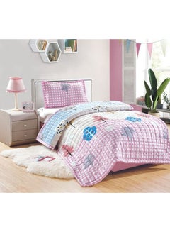 Buy 3-Piece Compressed Comforter Set Microfiber Light Pink/White Single in Saudi Arabia