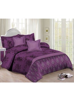 Buy 6-Piece Medium Filling King Size Comforter Set Microfiber Purple in Saudi Arabia