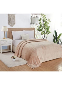 Buy King Size Soft Bed Blanket Flannel Beige 200x200cm in Saudi Arabia