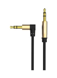 Buy Male To Male 90 Degree Right Angle Aux Audio Cable Black/Gold in Saudi Arabia