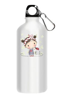 Buy Hello Girl Printed Water Bottle White/Black in Egypt