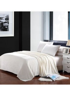 Buy Soft Fleece Single Size Blanket Flannel Off White 122x138cm in UAE