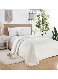 Buy Soft Bed Blanket flannel Off White 150 x 200cm in Saudi Arabia