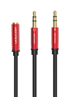 Buy 3.5mm AUX Female To Dual Male Audio Extension Cable Red/Black in Saudi Arabia