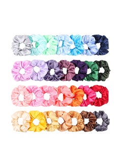 Buy 28 Piece Satin Scrunchies Set Multicolour in UAE