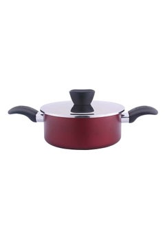 Buy Casserole With Stainless Steel Lid Non Stick Coating Wine Red 30centimeter in Saudi Arabia