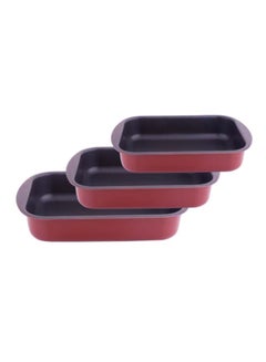 Buy Vetro 3 Pieces Non Stick Rectangular Baking Pan Set Wine Red in UAE