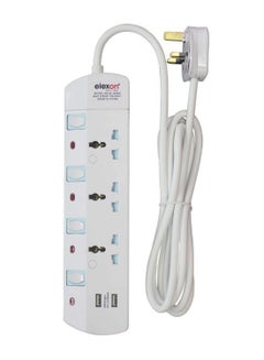 Buy 3-In-1 Power Extension Socket And Two USB Port Adapter White in UAE