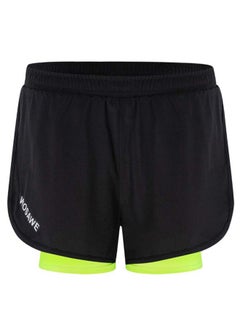 اشتري 2-In-1 Breathable Active Training Shorts أسود في السعودية