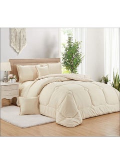 Buy 4-Piece Medium Filling Comforter Set Microfiber Off White Single in Saudi Arabia