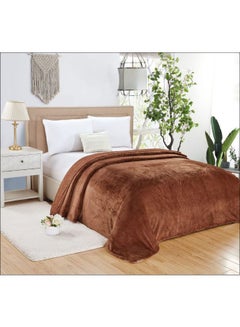 Buy King Size Soft Bed Blanket Flannel Brown 220x200cm in Saudi Arabia