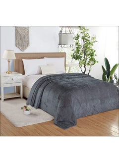 Buy Soft Bed Blanket flannel Grey King in Saudi Arabia