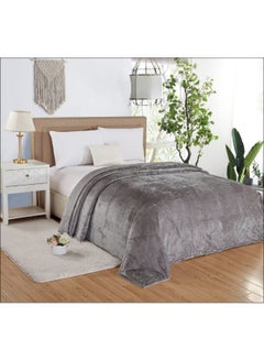 Buy Soft Bed Blanket Flannel Grey King in Saudi Arabia