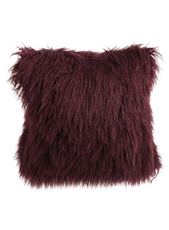 Buy Fur Designed Throw Pillow Maroon 20 x 20inch in UAE
